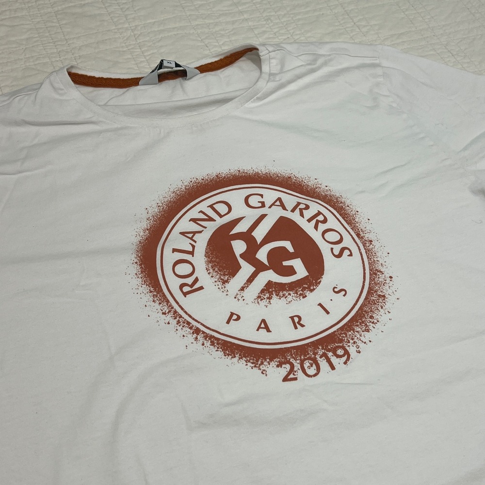 Roland Garros Paris 2019 French Open Tennis Graphic T-Shirt White Mens XL